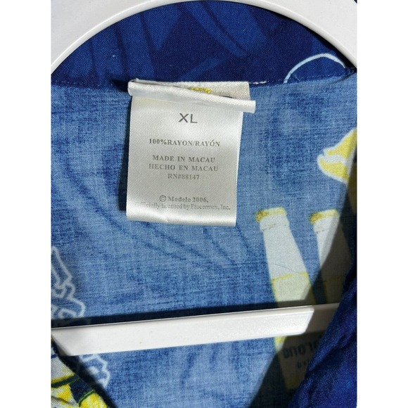 Corona Extra Hawaiian Button Up Shirt Mens XL Blue‎ Short Sleeve Rayon - Picture 4 of 7